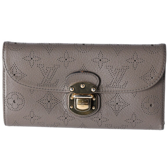 Louis Vuitton Amelia Mahina Monogram Trifold Long Wallet M93761 Taupe
